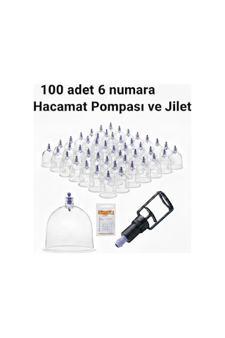 Kupa Ve Masaj Seti 100 Adet 6 Numara Plastik Kupa + Pompa + Jilet