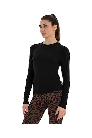 Inguz Uzun Kollu Basic Modal Yoga T-shirt SIYAH