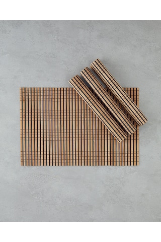 English Home Breeze Bambu 4'lü Amerikan Servis 30x45 Cm Siyah-krem Siyah-krem
