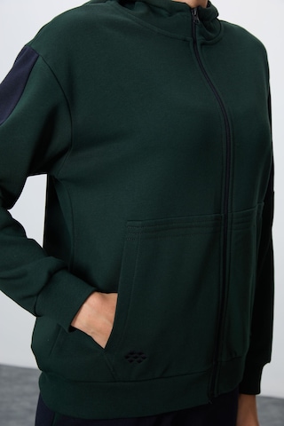 Tommy Life Çam Yeşili-lacivert Kompakt Pamuklu Kalın Pürüzsüz Dokulu Kapüşonlu Oversize Fit Kadın Eşofman Takı Yeşil