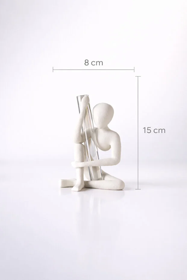 Minimalist İnsan Figürlü Vazo Cam Tüplü Modern Dekoratif Biblo 15 Cm -