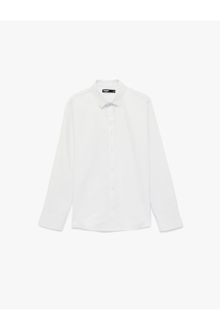 Koton Uzun Kollu Yarım İtalyan Yaka Slim Fit Klasik Gömlek Beyaz 6sam60103hw Beyaz