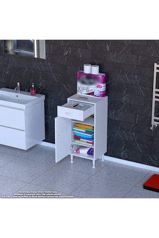 Eliusta Taha 50 Cm 3 Bölmeli Beyaz Çok Amaçlı Dolap 2 Raflı Banyo Mutfak Dolabı 50x88x32,5 Cm Düzenleyici Beyaz