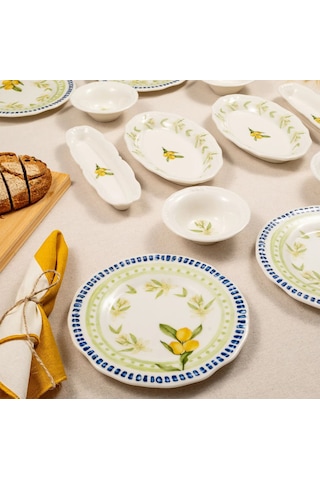 Fecra 14 Parça Casa Limone Kahvaltı Takımı Beyaz - Sarı