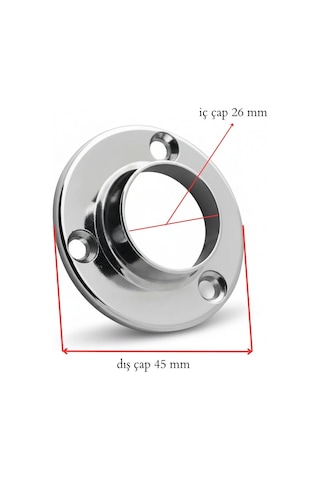 Krom Oval Mobilya Askı Borusu Flanşı Dolap İçi Gardırop Askılık Aparatı 2 Li Set Çoklu Renk