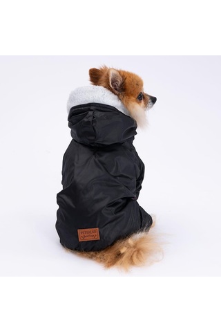 Pettrend Siyah Kürklü Tulum Küçük Irk Köpek Yağmurluğu