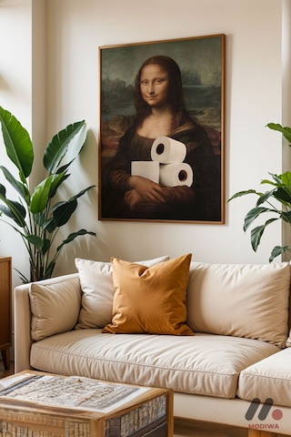 Mona Lisa Mizah Parodisi, Ahşap Çerçeveli Duvar Tablosu - Modern Ev Dekorasyonu