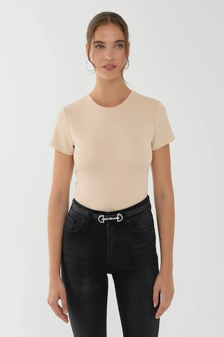 Hiccup Slim Fit Bisiklet Yaka Tişört Natural
