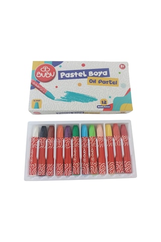 Bubu Pastel Boya 12 Renk 11 Mm Kalınlıkta Çocuklar İçin Eğlenceli Boyama Seti