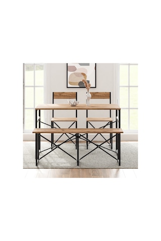 Mutfak Masası Bench Bank 120x60 Masa Set 2 Adet Sandalye Yemek