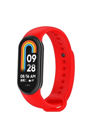 Xiaomi Mi Band 8 9 10 Uyumlu Akıllı Bileklik Silikon Kordon Kayış Kırmızı