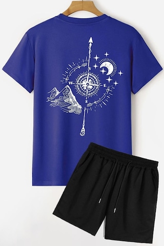 Pusula Şort T-shirt Eşofman Takımı Mavi