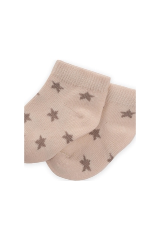 Cigit Yıldız Desenli Bebe Patik Çorabı 0-4 Yaş Kum Kum