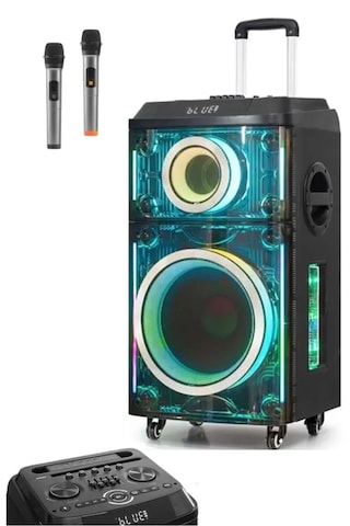 12"+1 Tweeter/equalizer Profosyonel Bluetooth Hoparlör 60000watts Speaker Çift Mikrofonlu Derin Bass
