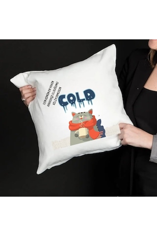 Saten Yastık Kılıfı 50x50 Cm Sen Kimin Hırkını Arkadaşı Olduğumu Bilmiyor Musun Cold Baskılı Dekoratif Kırlent Kılıfı İçi Boş Beyaz