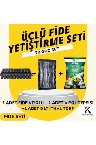 Fide Viyolü Viyol Tepsisi Ithal Torf Üçlü Set Fide Yetiştirme Seti Seçim Yapınız 70 Göz Kare