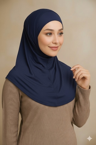 Sonbaharmoda Rahat Ve Şık İki Parça Viskon Likralı Tesettür Hijab Bone İçlik Günlük Kullanım Ve Namaz İçin Lacivert