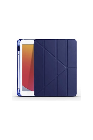 Fuchsia Apple Uyumlu iPad 9.7" 2017 5. Nesil İle Kılıf Kalem Bölmeli Tri Folding Katlanabilir Standlı Kapaklı Kılıf