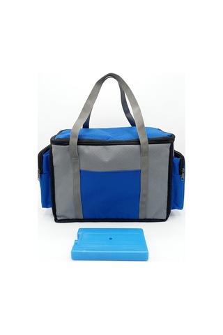 Newbag Yandan Cep Yalıtımlı Soğutucu El Askılı Kamp Çanta-gri Mvi Gri - Mavi