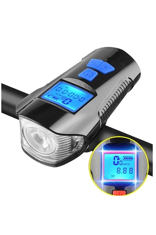 Bisiklet Lcd Hız Gösterge Şarjlı Led Işık 4 Mod Işık Korna 6 Mod
