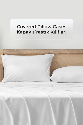 Evlen Home Çarşaf Seti Çift Kişilik Pamuklu 3 Parça 240x260 Cm Alvaro Yastık Kılıflı Otel Çarşaf Beyaz
