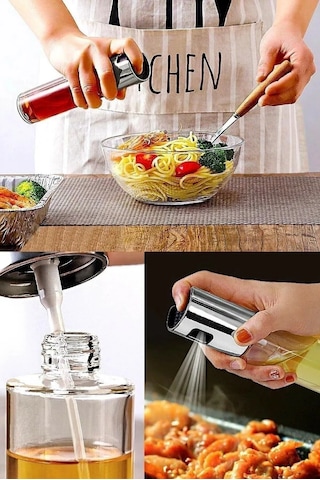 Sprey Yağdanlık Ve Sirkelik Şişesi 100 Ml. Airfryer İçin Sprey Yağ Püskürtücü Şeffaf