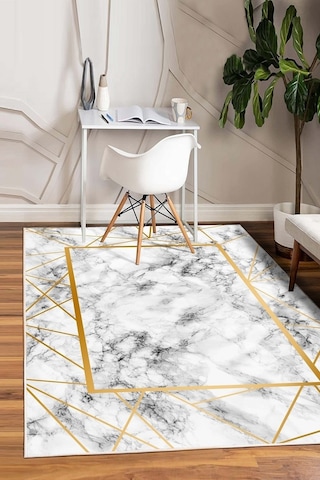 West Home Dijital Baskı Yıkanabilir Kaymaz Taban Gold Salon Halısı Mutfak Halısı Yolluk Wh 282 Gold