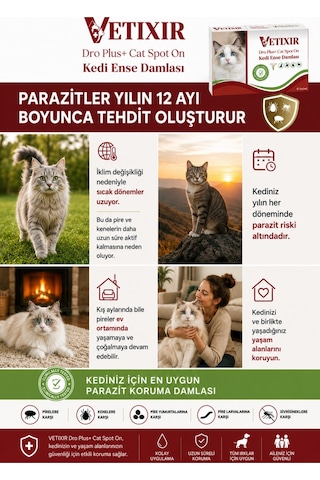 Kedi Bitkisel İç Dış Bit Pire Uzaklaştırıcı Ense Bitkisel Damla Seti - 5 Damla 2 Tablet