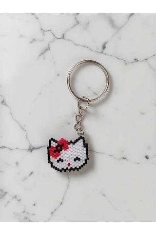 Hello Kitty Figürlü Miyuki Anahtarlık&çanta Süsü Siyah - Beyaz