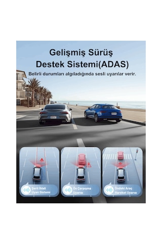 F9 Lite 4k Wifi Gps Araç Kamerası Adas Destekli Mini Araç İçi Kamera G-sensör & 24 Saat Park Modu