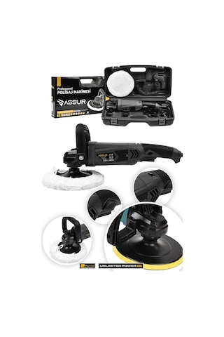Assur Pro 1200w Polisaj Makinesi Devir Ayarlı 6 Kademeli 180mm Pasta Cila-2578