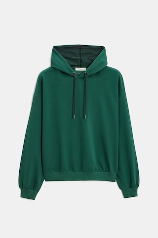 Sââde Kadın Oversize Kapüşonlu Basic Hoodie Sweatshirt Yeşil