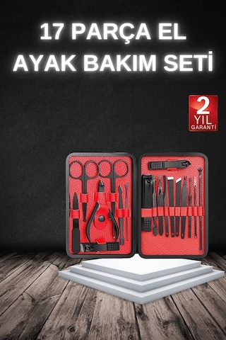 17 Parça Manikür Seti Taşınabilir Özel Çantalı El Ve Ayak Bakımı Tırnak Batığı Temizlem