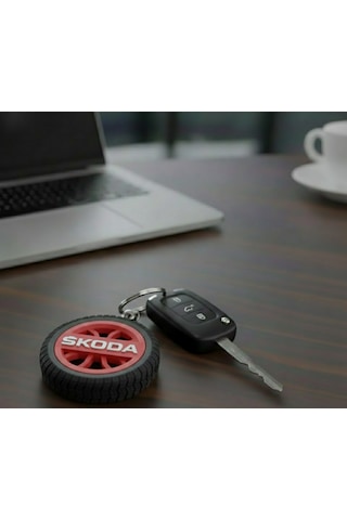 Skoda Uyumlu Özel Tasarım Anahtarlık - Premium Hafif Ve Dayanıklı Kırmızı