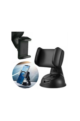 Folinda Araç Telefon Tutucu, Silikon & Abs Malzeme, 360 Dönebilen, 5-9cm Genişlik Ayarı, Sürücü Paneli/ön Cam Uyumlu Siyah