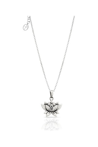 Oya Silver Karartma Gümüş Lotus Çiçeği Kolye 2x1.5cm Oyot394