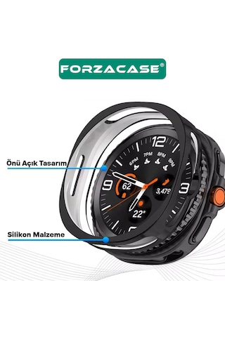 Forzacase Samsung Galaxy Watch 8 Classic 46mm İle Uyumlu Önü Açık Silikon Kılıf - Fc764 Siyah