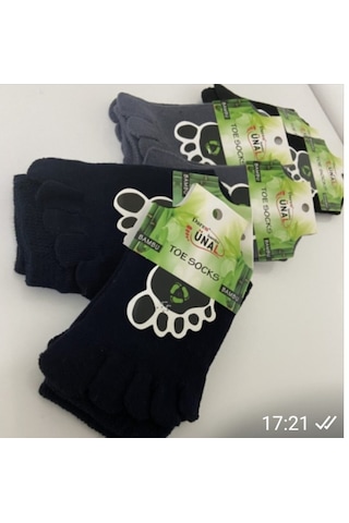 Daren Free Unisex Bambu Parmak Çorap (12'Li Ekonomik Paket) Siyah