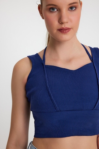 Polo State Kadın Ense Biye Detaylı Crop İndigo