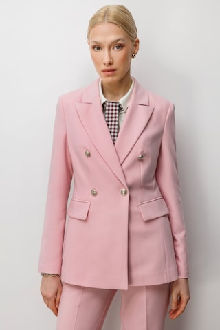 Ekol Kadın Kruvaze Yaka Kapak Cepli Ceket 1006 Pembe