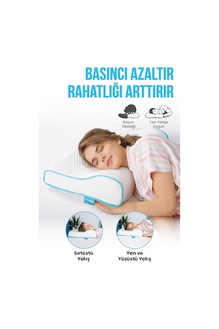 Viscofoam Yüksek Boyun Destekli Ortopedik Yastık Visco Yastık 58x39x12-8.5cm