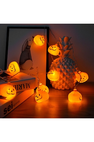 Hfambition 3 Metre 20 Led Parlak闪烁南瓜装饰灯串 - 万圣节节日电池供电装饰