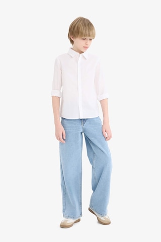 Defacto Erkek Çocuk Okula Dönüş Regular Fit Polo Yaka Poplin Uzun Kollu Gömlek T8853a625auwt83 Beyaz