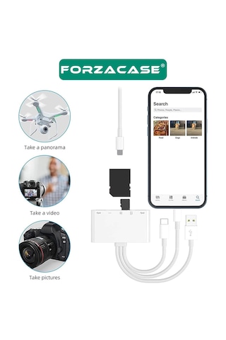 Forzacase 5in1 Usb 3.0 Lightning Type-c To Sd-tf Kart Okuyuculu Usb Kamera Adaptörü -fc1115 -