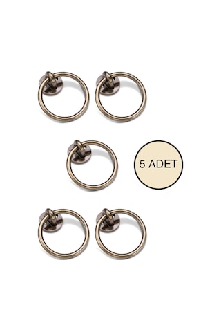 5 Adet Halka Sarkaç Kulp Seti - Üstten Vidalı Sandalye Arkası Ve Mobilya Kulbu - 60 Mm Antik Sarı Antik Sarı