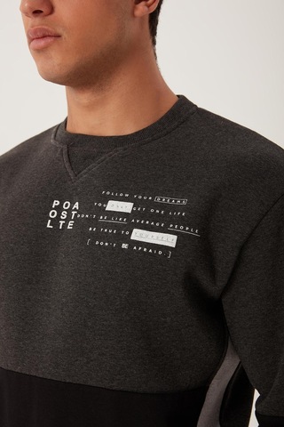 Polostate Erkek Çift Renk Sweatshirt Siyah