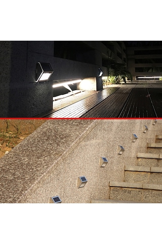 Xindoker 3 Led Güneş Enerjili Duvar Lambası, Otomatik Açık/kapalı, Ip44, Dış Mekan Merdiven Bahçe Aydınlatması Sıcak Beyaz Ilık Beyaz