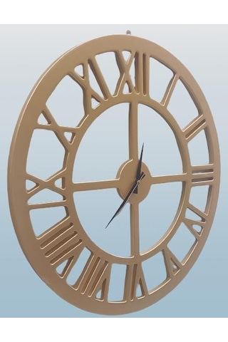 1448bng90272 Hobi Adn Dekoratif Duvar Saat Ahşap Mdf Cnc Kesim Parlak Gold Renk El Yapım Altın