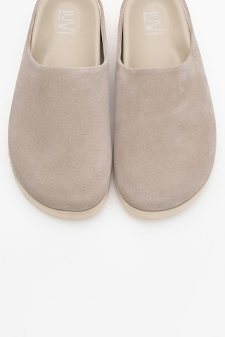 Luvishoes Luvi Shoes Space Bej Süet Hakiki Deri Önü Kapalı Kadın Terlik Bej