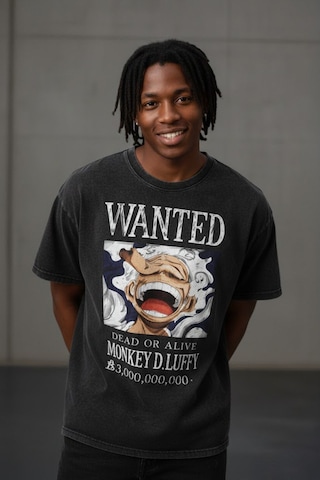 Technomonkey Anime One Piece Luffy Gear 5 Wanted Unisex Yıkamalı Retro Tişört Siyah